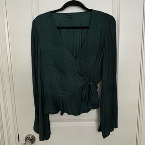 Guess Emerald Green/Blk  Wrap Top - Sz. L